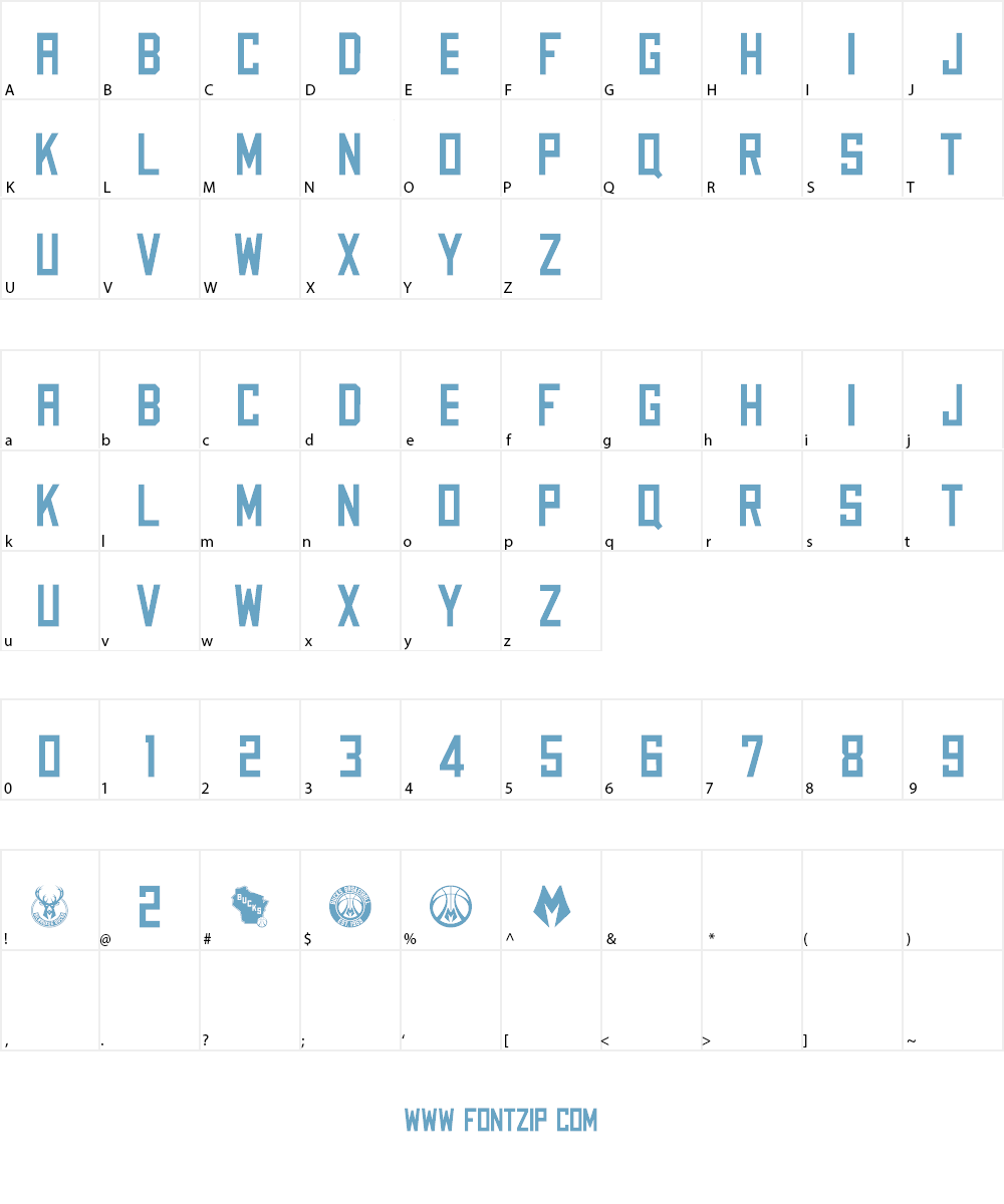 NBA Milwaukee Bucks 2015 Font Character